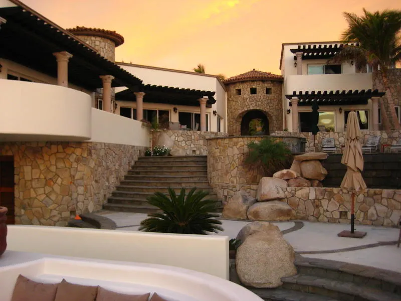 Stone courtyard and terraces at Casa Walker