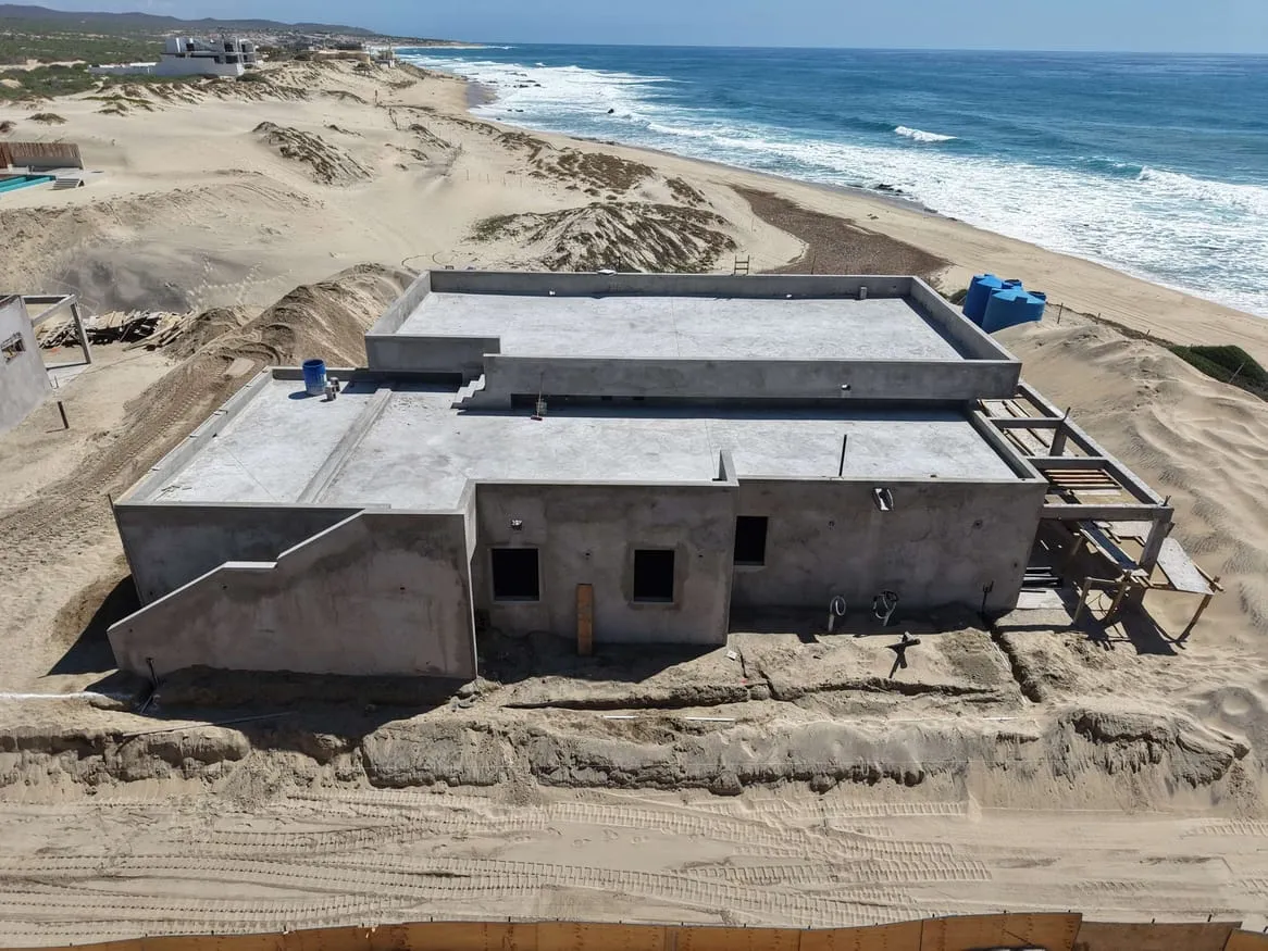 Construction progress beside the sea in Bahía San Luis