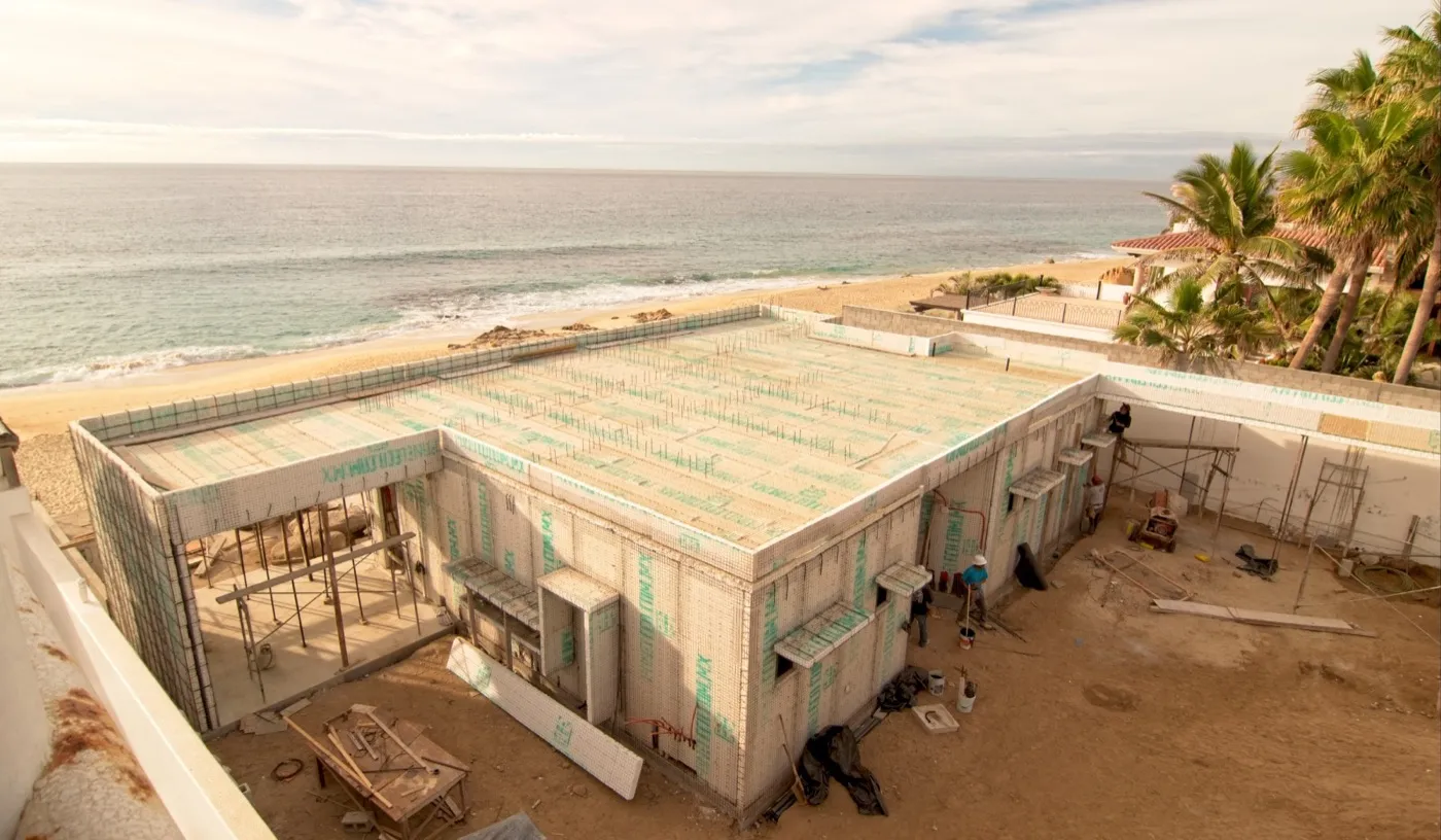 Oceanfront residence during construction